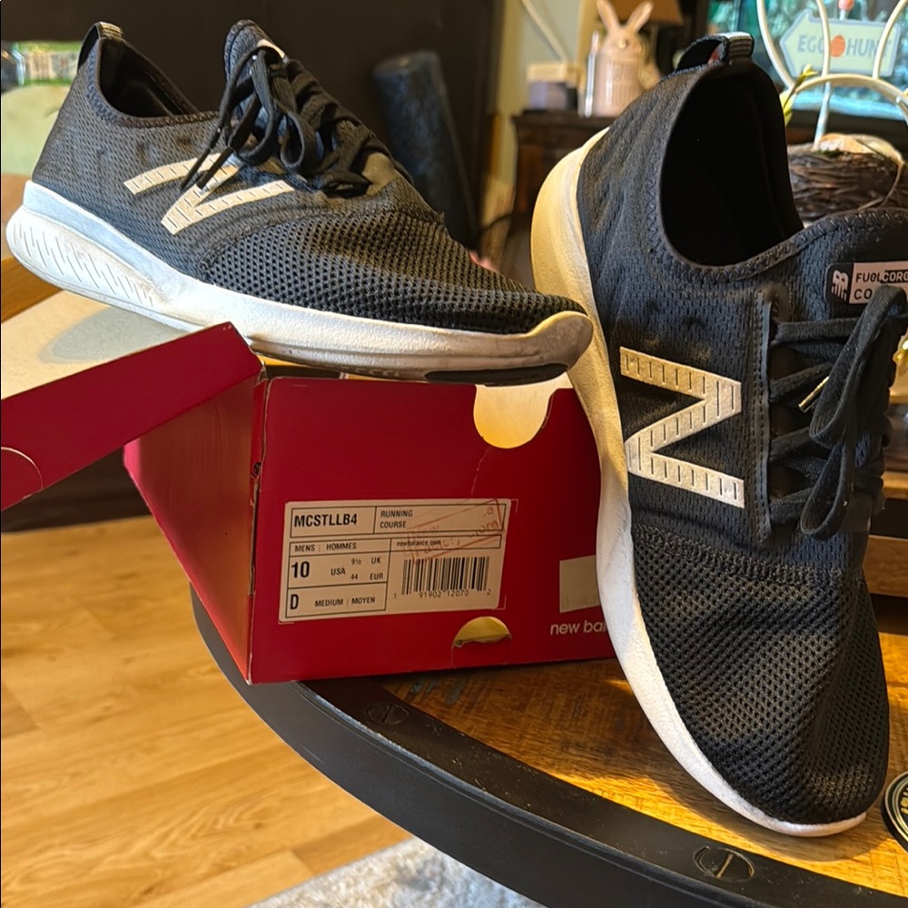 New Balance Black and White Sneakers with Cushioned Sole